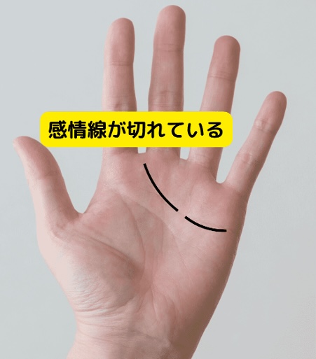 （11）冷めやすいかも「感情線が途中で切れている」