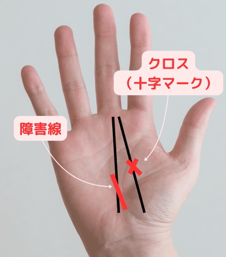 クロスや障害線がある運命線